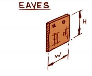 Eaves tiles product spec. Nib Tile Width = 165mm Height = 190mm. Peg Tile Width = 150mm Height = 160mm.